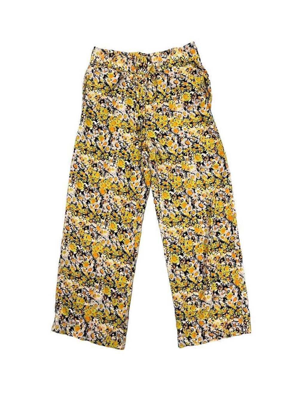 Urban Outfitters Womens Medium Yellow Black Floral Daisy Print Pants